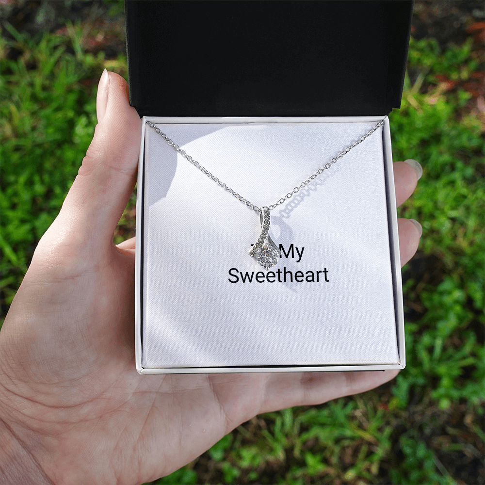 Dazzling Ribbon Pendant Necklace - Golden Jewel