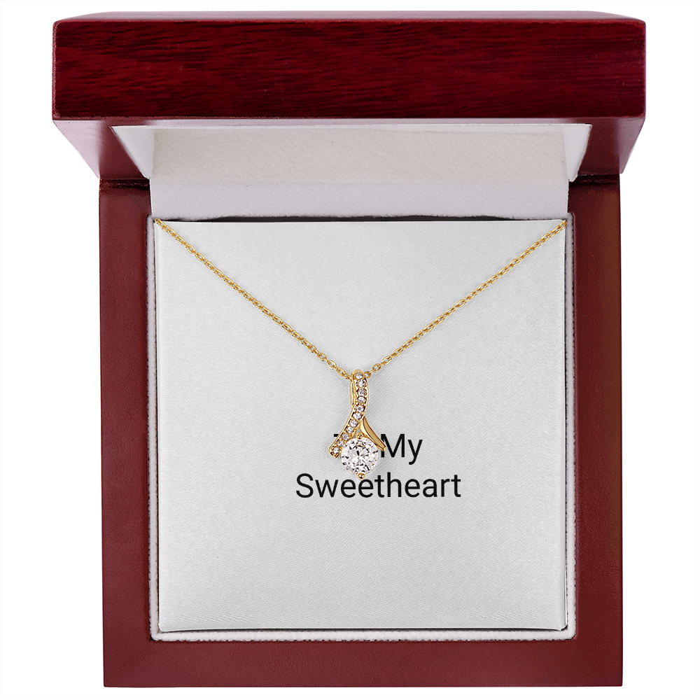 Dazzling Ribbon Pendant Necklace - Golden Jewel