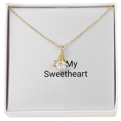 Dazzling Ribbon Pendant Necklace - Golden Jewel