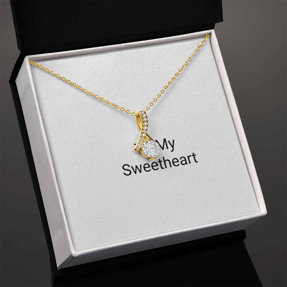 Dazzling Ribbon Pendant Necklace - Golden Jewel