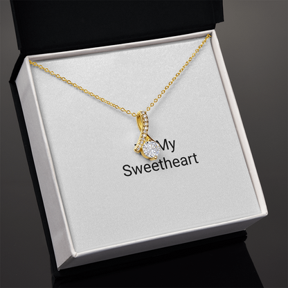 Dazzling Ribbon Pendant Necklace - Golden Jewel