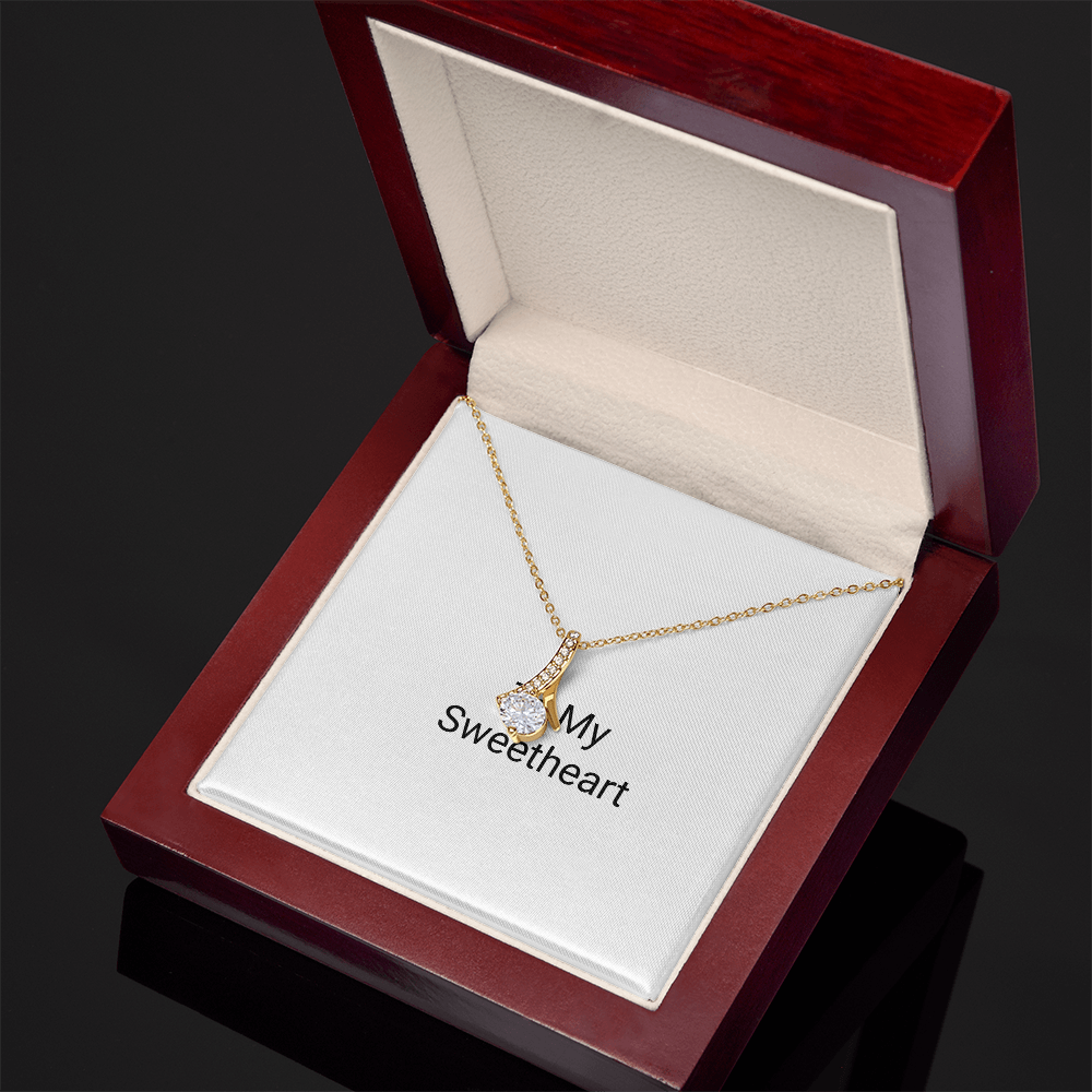 Dazzling Ribbon Pendant Necklace - Golden Jewel